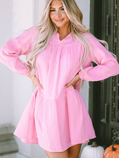 BEAUTIFUL I AM Ruched Long Sleeve Mini Dress