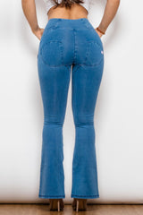 BEAUTIFUL I AM Zip-Up Wide Waistband Long Jeans