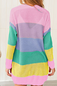 BEAUTIFUL I AM Color Block Long Sleeve Cardigan