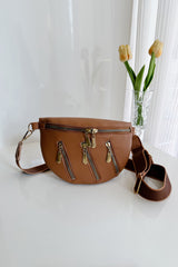 BEAUTIFUL I Am PU Leather Multi Zipper Shoulder Bag