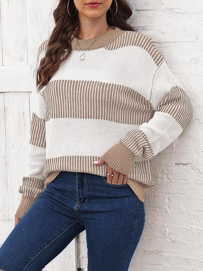 BEAUTIFUL I AM Full Size Round Neck Drop Shoulder Sweater