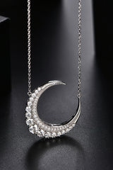 BEAUTIFUL I AM 1.8 Carat Moissanite Jewelry Crescent Moon Shape Pendant Necklace