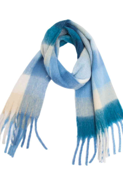 BEAUTIFUL I AM Plaid Fringe Detail Polyester Scarf