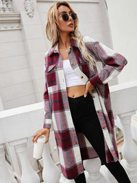 BEAUTIFUL I AM Plaid Longline Shirt Jacket