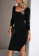 BEAUTIFUL I AM Rib-Knit Slit Sweater Dress