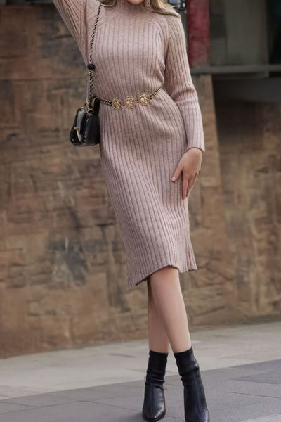 BEAUTIFUL I AM Ribbed Mock Neck Sweater Dress