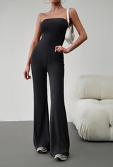 BEAUTIFUL I AM Strapless Lace-Up Pants Jumpsuit