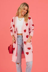 BEAUTIFUL I AM Heart Graphic Open Front Cardigan with Pockets