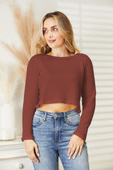 BEAUTIFUL I AM Full Size Long Sleeve Cropped Top Shirt