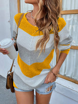 BEAUTIFUL I AM Color Block Rib-Knit Sweater