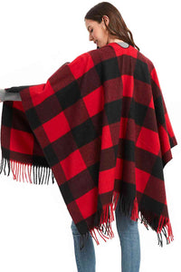 BEAUTIFUL I AM Plaid Fringe Detail Polyester Scarf