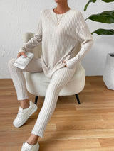 BEAUTIFUL I AM Ribbed Top Lounge Pants Set