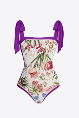 BEAUTIFUL I AM Floral Tie Shoulder Two-Piece Swim Set