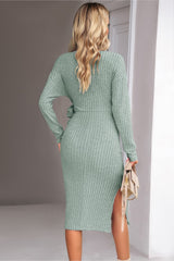 BEAUTIFUL I AM Surplice Neck Tied Ribbed Dress