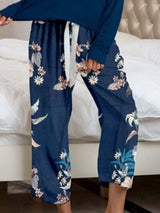 BEAUTIFUL I AM Round Neck Top and Printed Pants Lounge Sleep Wear Set