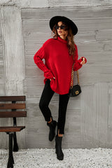 BEAUTIFUL I AM Mock Neck Dropped Shoulder Sweater