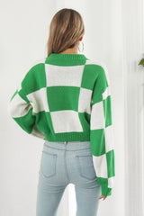 BEAUTIFUL I AM Color Block Round Neck Dropped Shoulder Sweater