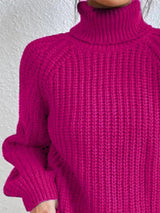 BEAUTIFUL I AM Full Size Turtleneck Rib-Knit Slit Sweater