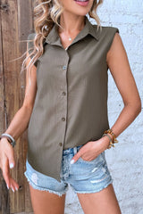 BEAUTIFUL I AM Collared Neck Sleeveless Shirt