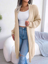 BEAUTIFUL I AM Open Front Dropped Shoulder Longline Cardigan