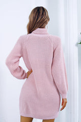 BEAUTIFUL I AM Buttoned Turtleneck Long Sleeve Sweater Dress