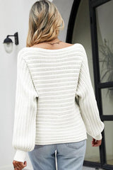 BEAUTIFUL I AM Boat Neck Batwing Sleeve Sweater