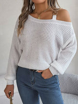 BEAUTIFUL I AM Asymmetrical Neck Long Sleeve Sweater