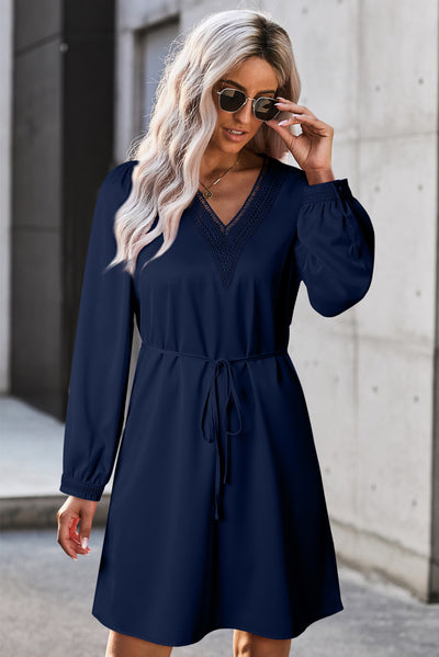 BEAUTIFUL I AM V-Neck Long Sleeve Mini Dress