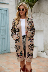 BEAUTIFUL I AM Printed Long Sleeve Cardigan with Pocket