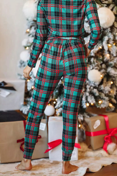 BEAUTIFUL I AM Plaid Long Sleeve Top and Pants Sleep Wear Lounge Set