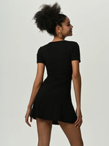 BEAUTIFUL I AM Deep V Short Sleeve Mini Dress