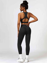 BEAUTIFUL I AM Cutout Cropped Sport Tank and Leggings Active Wear Set