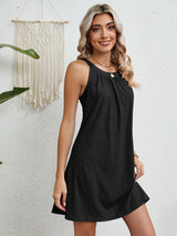 BEAUTIFUL I AM Eyelet Grecian Neck Mini Dress