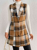 BEAUTIFUL I AM Plaid Lapel Collar Jacket Vest