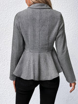 BEAUTIFUL I AM Ruffle Hem Collared Blazer Jacket