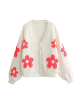 BEAUTIFUL I AM Floral Button Up V-Neck Cardigan