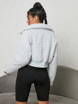 BEAUTIFUL I AM Houndstooth Zip-Up Jacket