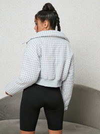 BEAUTIFUL I AM Houndstooth Zip-Up Jacket