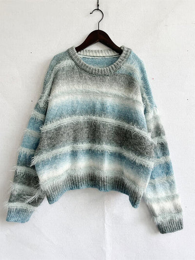 BEAUTIFUL I AM Striped Round Neck Long Sleeve Sweater