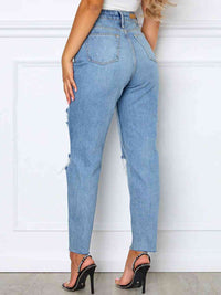 BEAUTIFUL I AM Distressed High Waist Straight Jeans