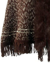 BEAUTIFUL I AM Leopard Fringe Hem Poncho