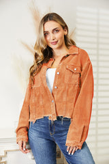 BEAUTIFUL I AM Raw Hem Button Down Jacket