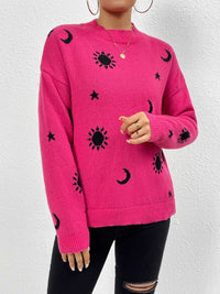 BEAUTIFUL I AM Patterned Drop Shoulder Sweater