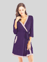 BEAUTIFUL I AM Tie Waist Surplice Neck Robe with Pockets