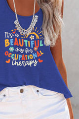 BEAUTIFUL I AM Full Size Letter Graphic Scoop Neck Tank Shirt