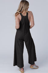 BEAUTIFUL I AM Texture Buttoned Wide Leg Pants Overalls