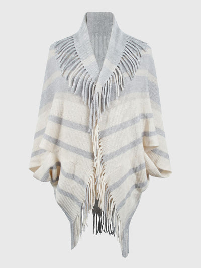 BEAUTIFUL I AM Fringe Detail Open Front Poncho