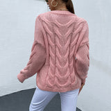 BEAUTIFUL I AM Cable-Knit Round Neck Long Sleeve Sweater