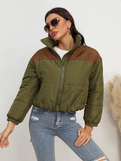 BEAUTIFUL I AM Two-Tone Zip-Up Puffer Jacket