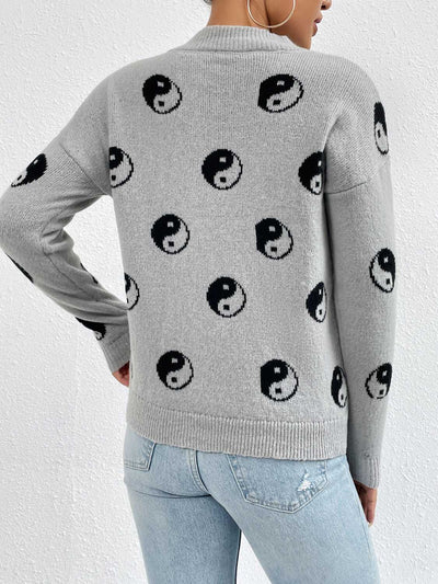 BEAUTIFUL I AM Patterned Drop Shoulder Sweater